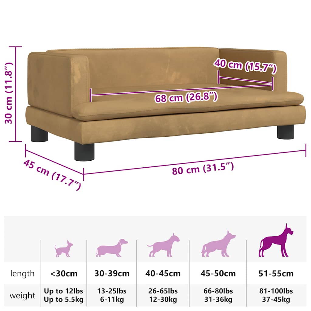Hondenmand 80x45x30 cm fluweel bruin