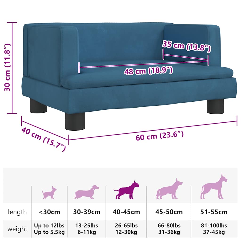 Hondenmand 60x40x30 cm fluweel blauw