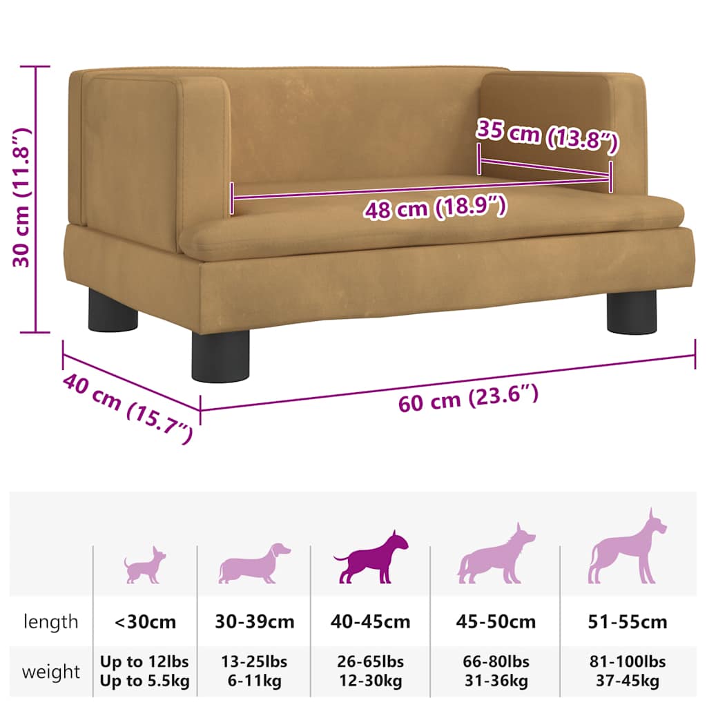 Hondenmand 60x40x30 cm fluweel bruin