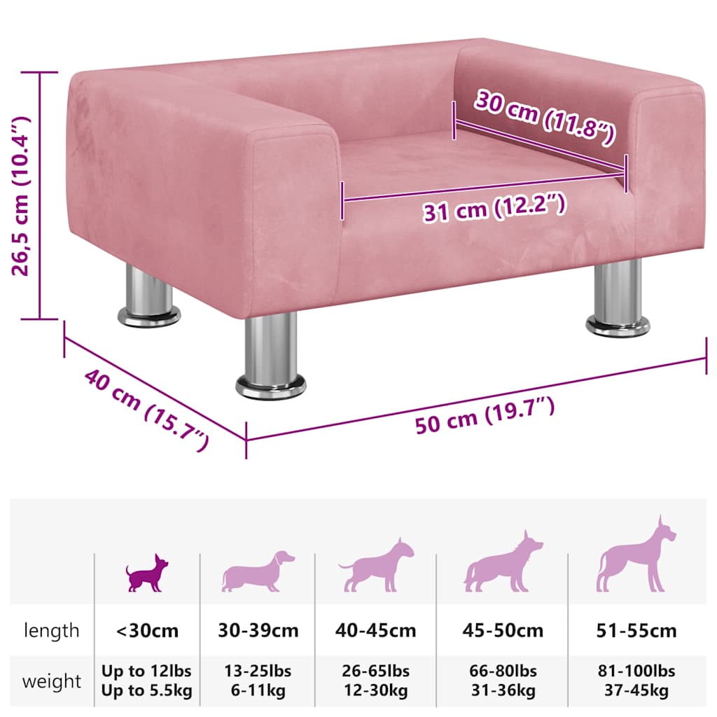Hondenmand 50x40x26,5 cm fluweel roze