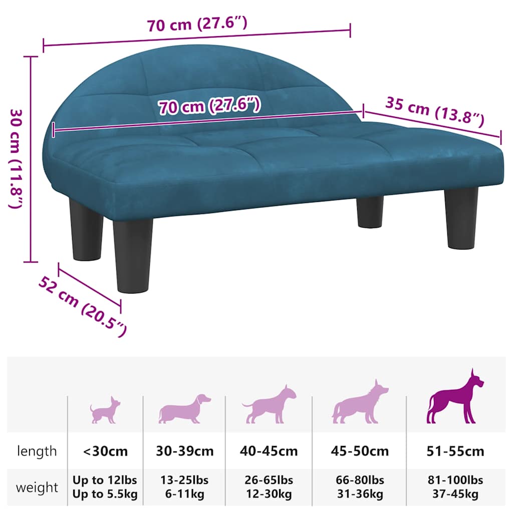 Hondenmand 70x52x30 cm fluweel blauw