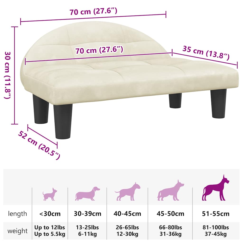Hondenmand 70x52x30 cm fluweel crèmekleurig