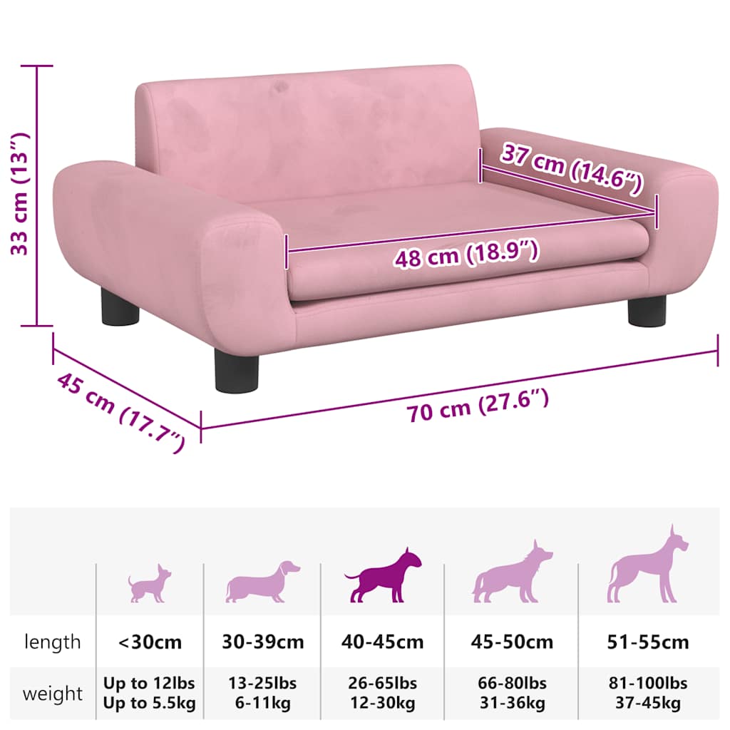 Hondenmand 70x45x33 cm fluweel roze