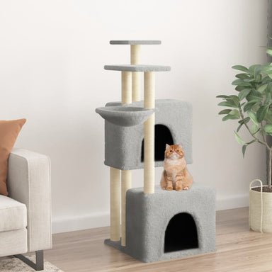 Kattenmeubel met sisal krabpalen 122 cm lichtgrijs