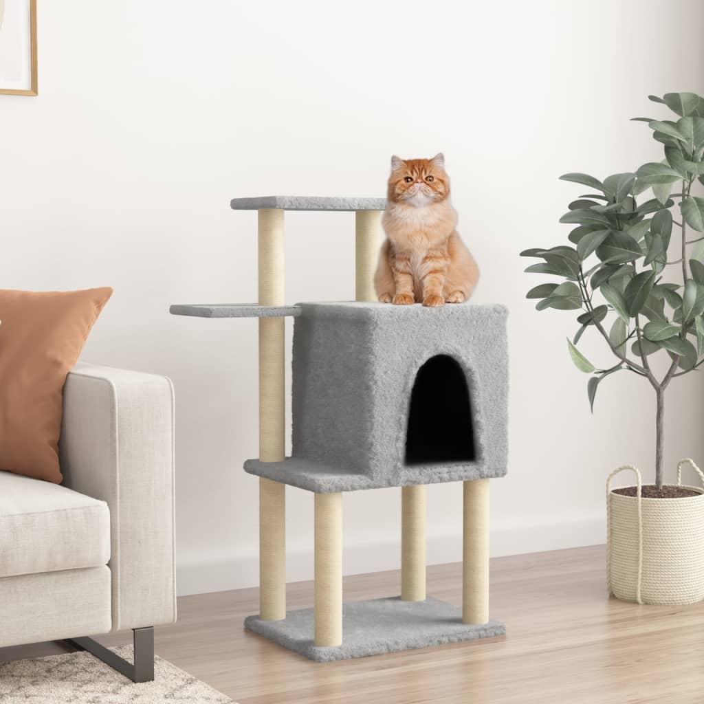 Kattenmeubel met sisal krabpalen 97 cm lichtgrijs