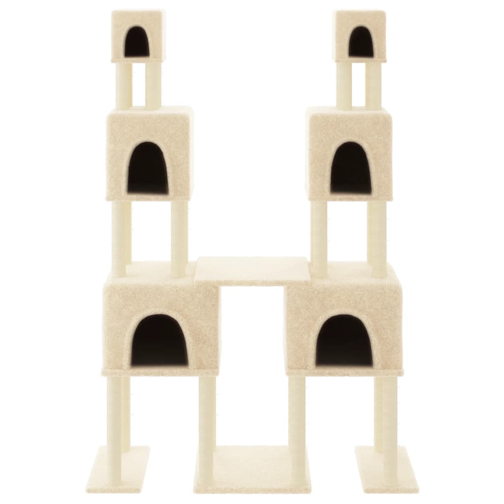 Kattenmeubel met sisal krabpalen 199 cm crèmekleurig