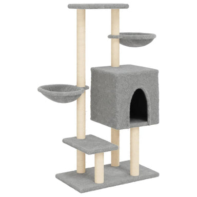 Kattenmeubel met sisal krabpalen 117 cm lichtgrijs