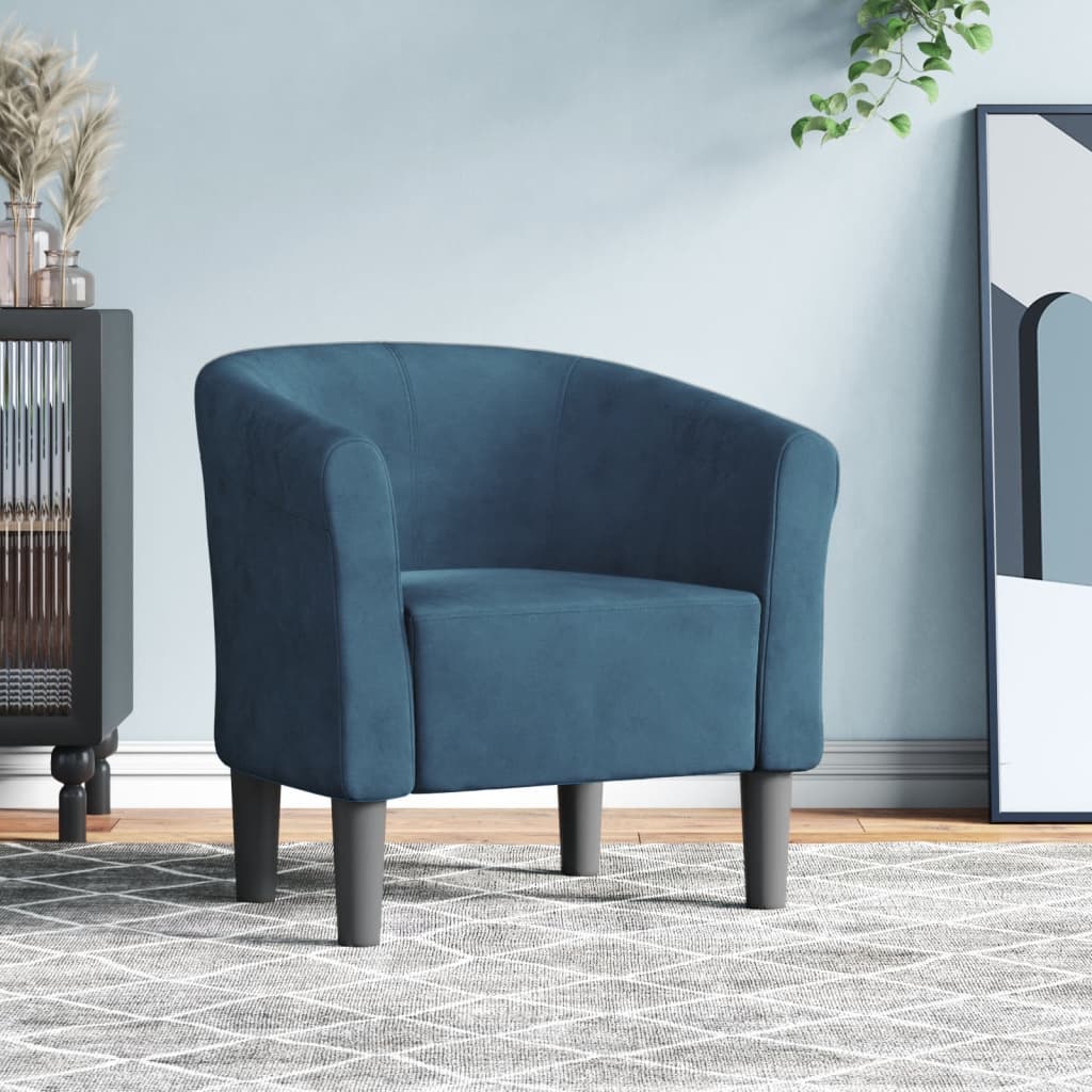 Kuipstoel fluweel donkerblauw