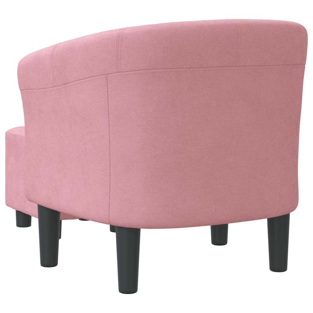 Kuipstoel met voetenbank fluweel roze