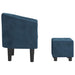 Kuipstoel met voetenbank fluweel donkerblauw