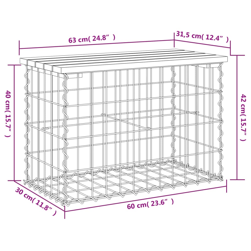 Tuinbank schanskorfontwerp 63x31,5x42 cm geïmpregneerd hout