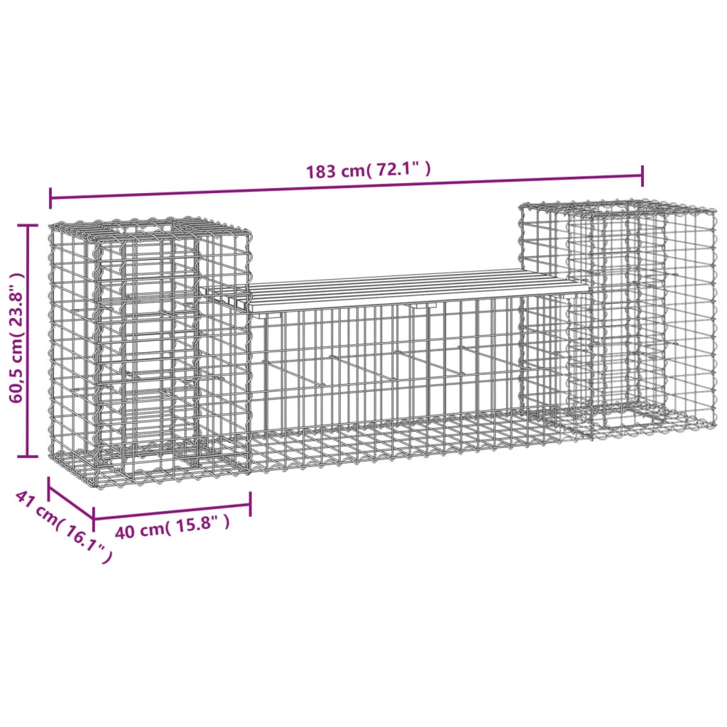 Tuinbank schanskorfontwerp 183x41x60,5 cm massief douglashout