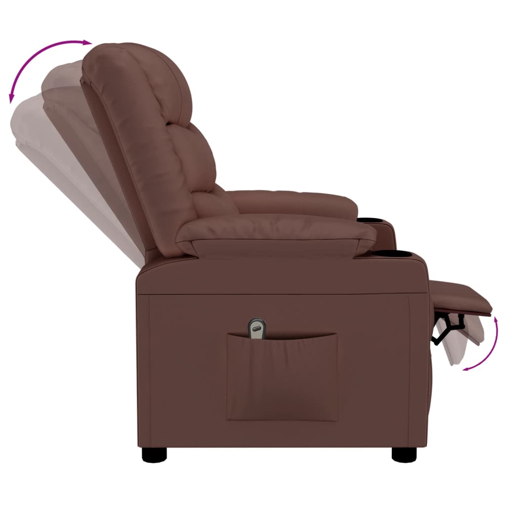 Fauteuil verstelbaar elektrisch kunstleer bruin