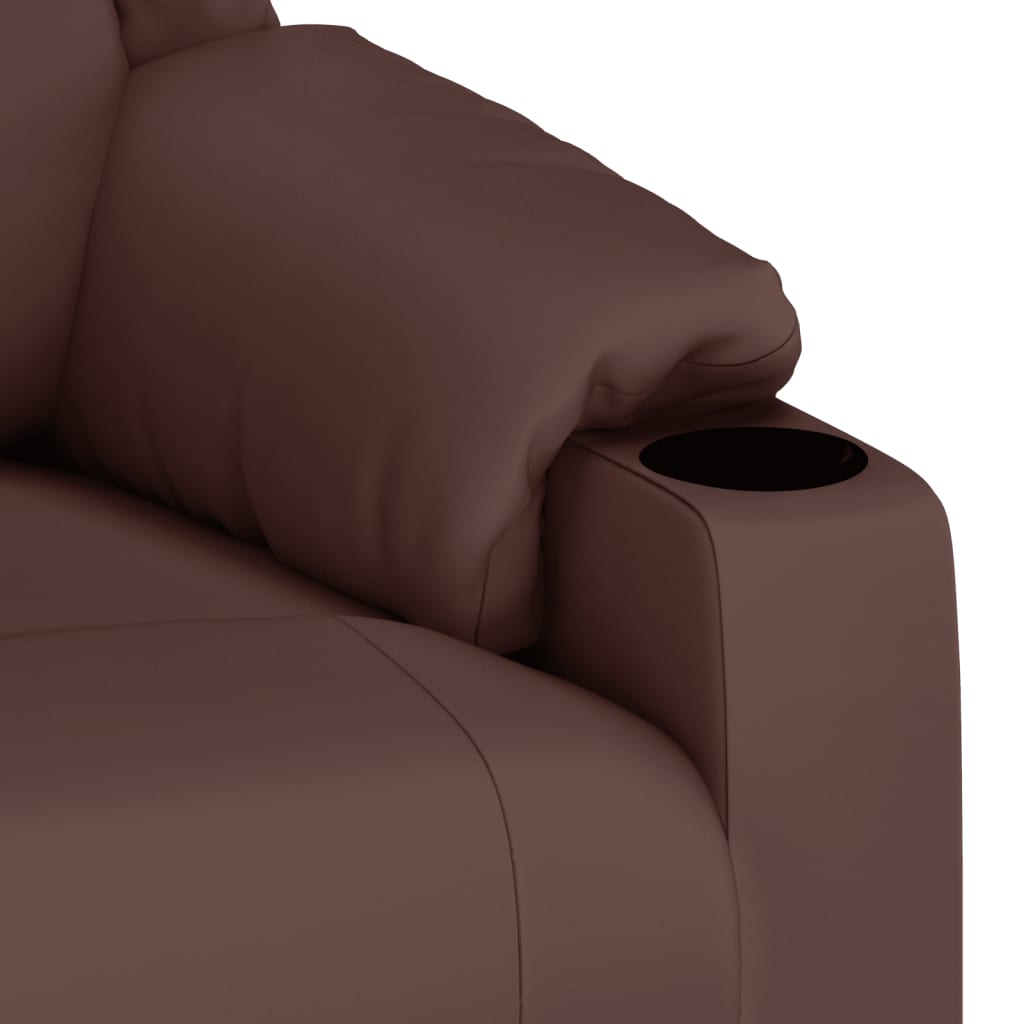 Fauteuil verstelbaar elektrisch kunstleer bruin