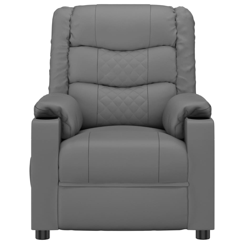 Fauteuil verstelbaar elektrisch kunstleer grijs