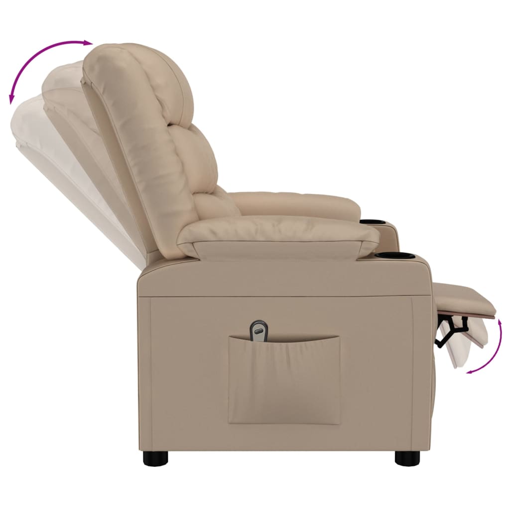 Fauteuil verstelbaar elektrisch kunstleer cappuccinokleurig