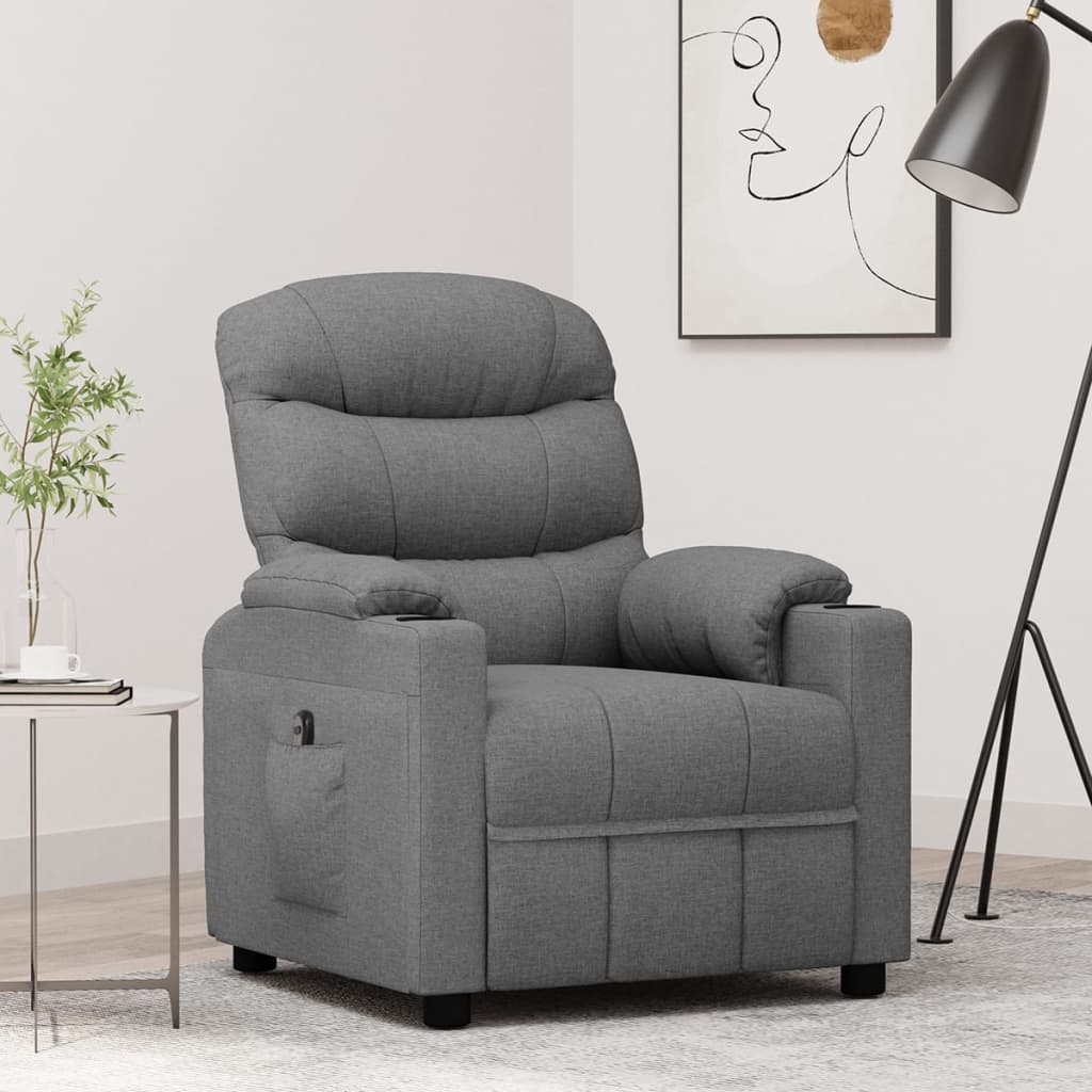 Fauteuil elektrisch verstelbaar stof lichtgrijs