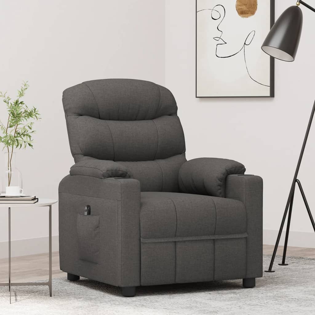 Fauteuil elektrisch verstelbaar stof donkergrijs