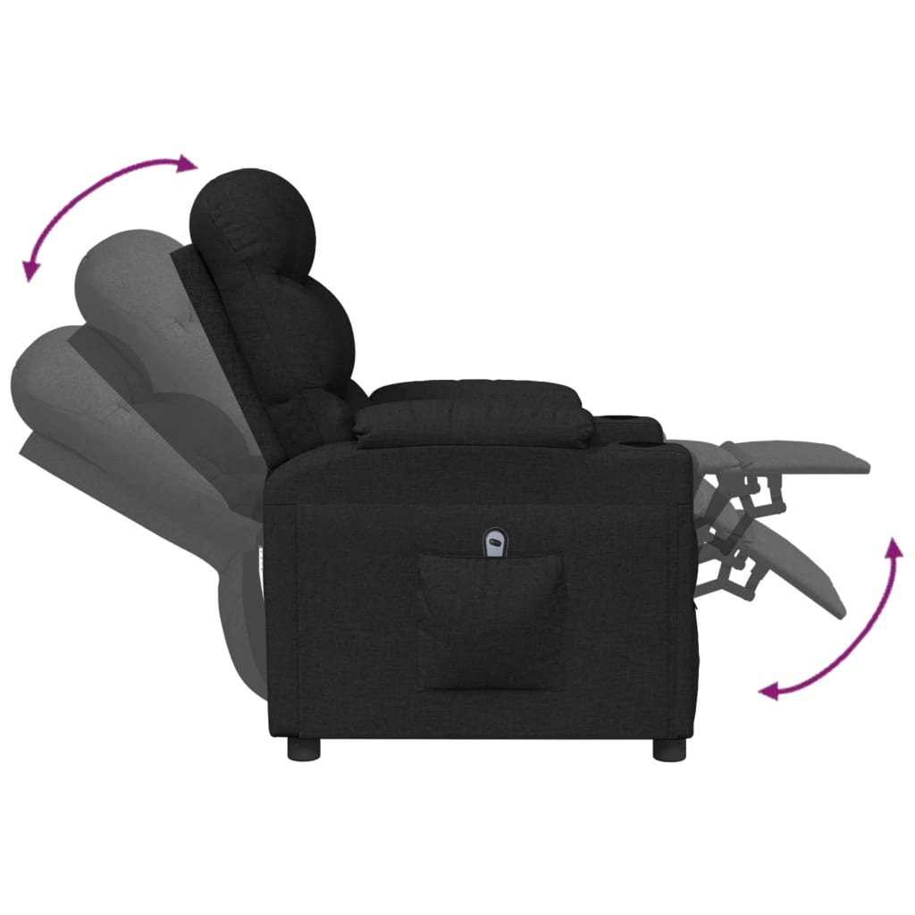 Fauteuil verstelbaar elektrisch stof zwart