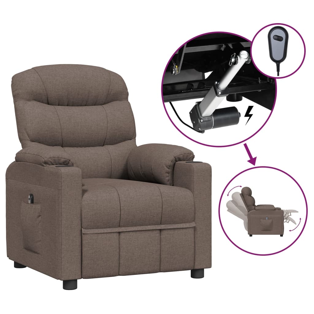 Fauteuil verstelbaar elektrisch stof taupe