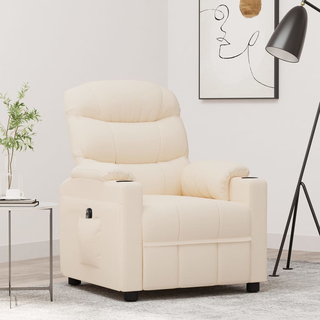 Fauteuil verstelbaar elektrisch stof crèmekleurig