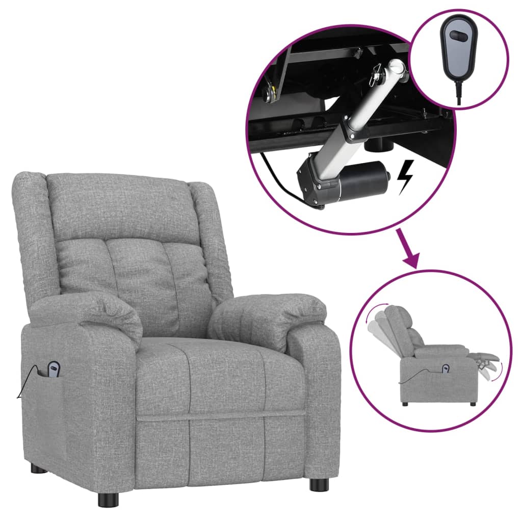 Fauteuil elektrisch verstelbaar stof lichtgrijs