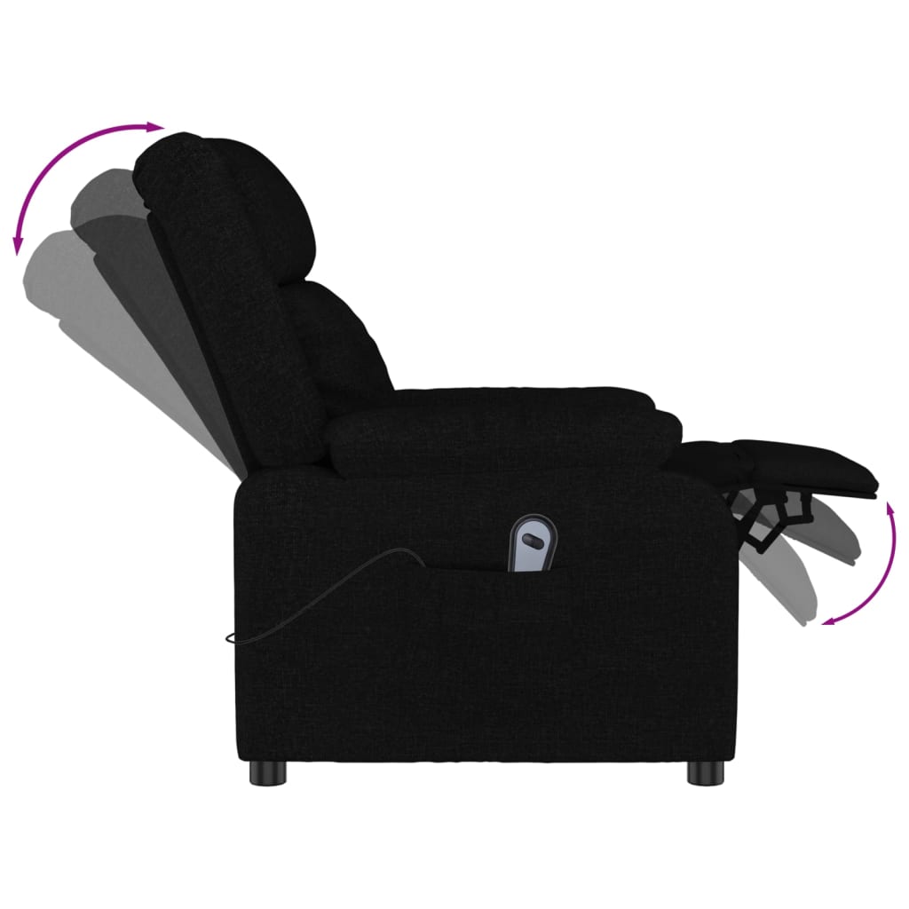 Fauteuil verstelbaar elektrisch stof zwart