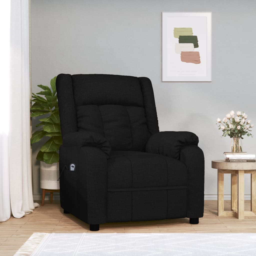 Fauteuil verstelbaar elektrisch stof zwart