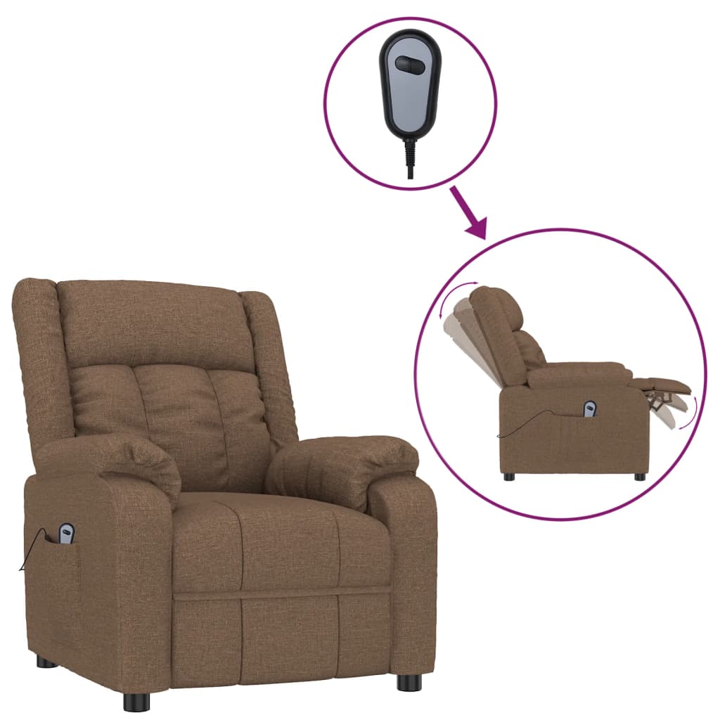 Fauteuil verstelbaar elektrisch stof bruin