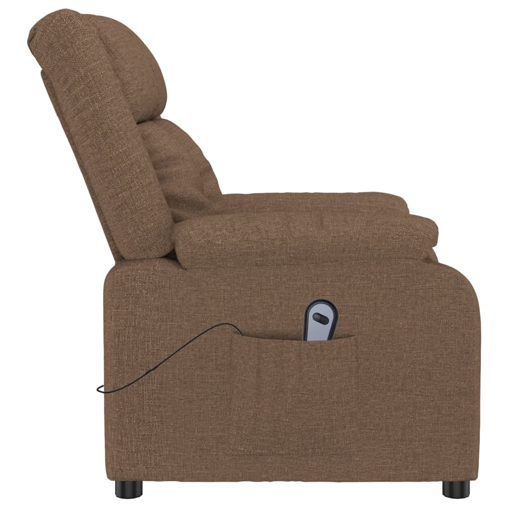 Fauteuil verstelbaar elektrisch stof bruin