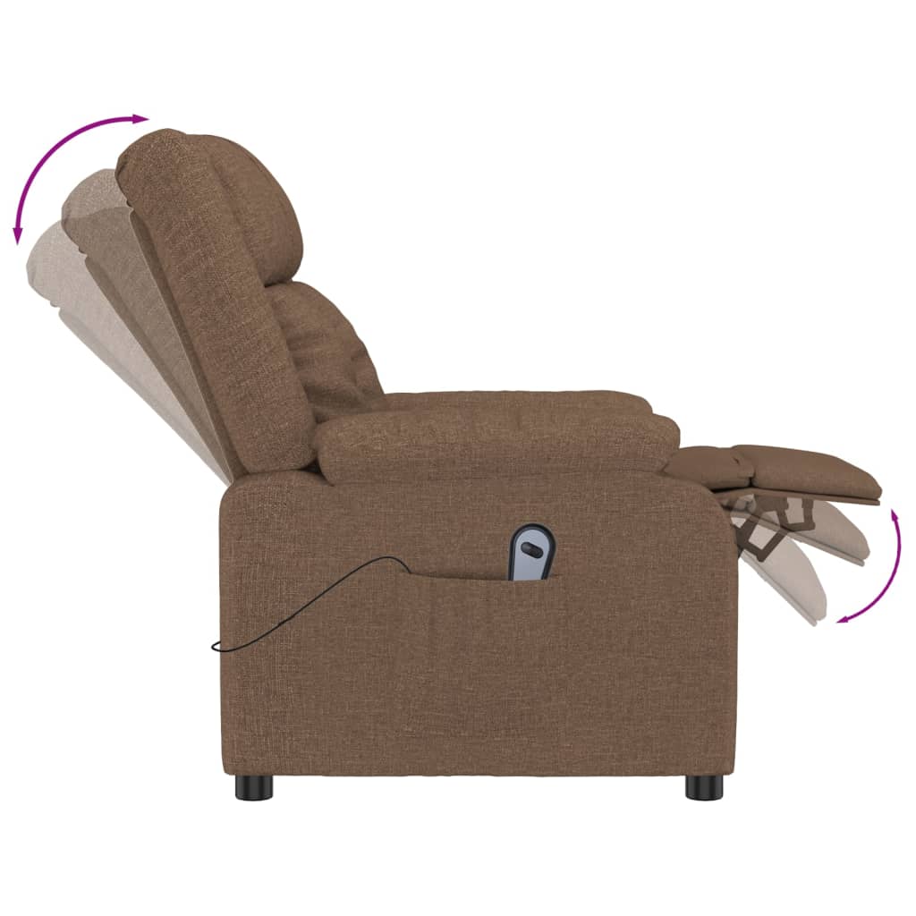 Fauteuil verstelbaar elektrisch stof bruin