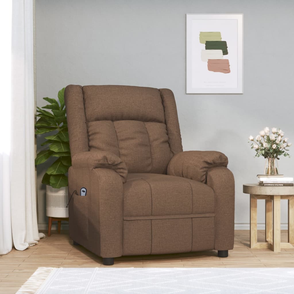 Fauteuil verstelbaar elektrisch stof bruin