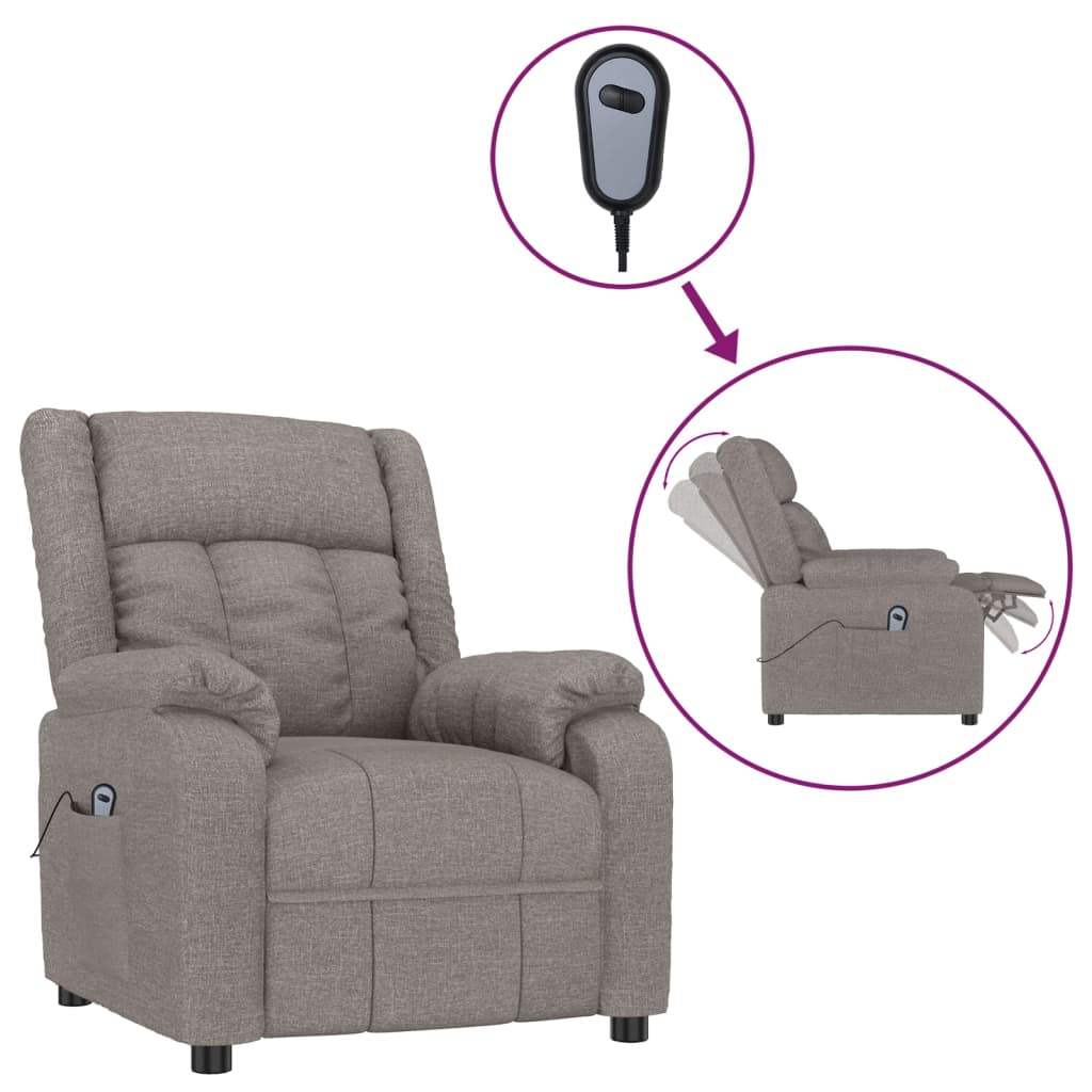Fauteuil verstelbaar elektrisch stof taupe