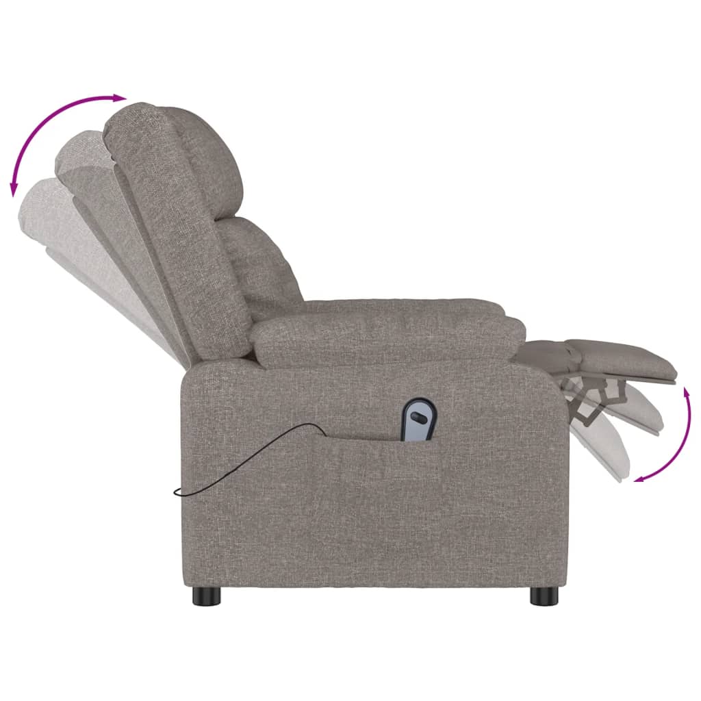 Fauteuil verstelbaar elektrisch stof taupe