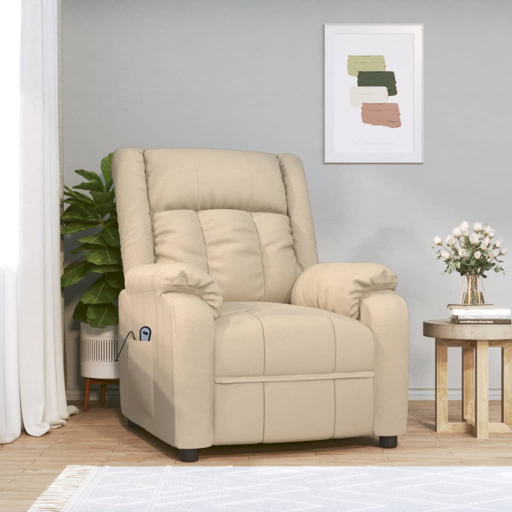Fauteuil verstelbaar elektrisch stof crèmekleurig