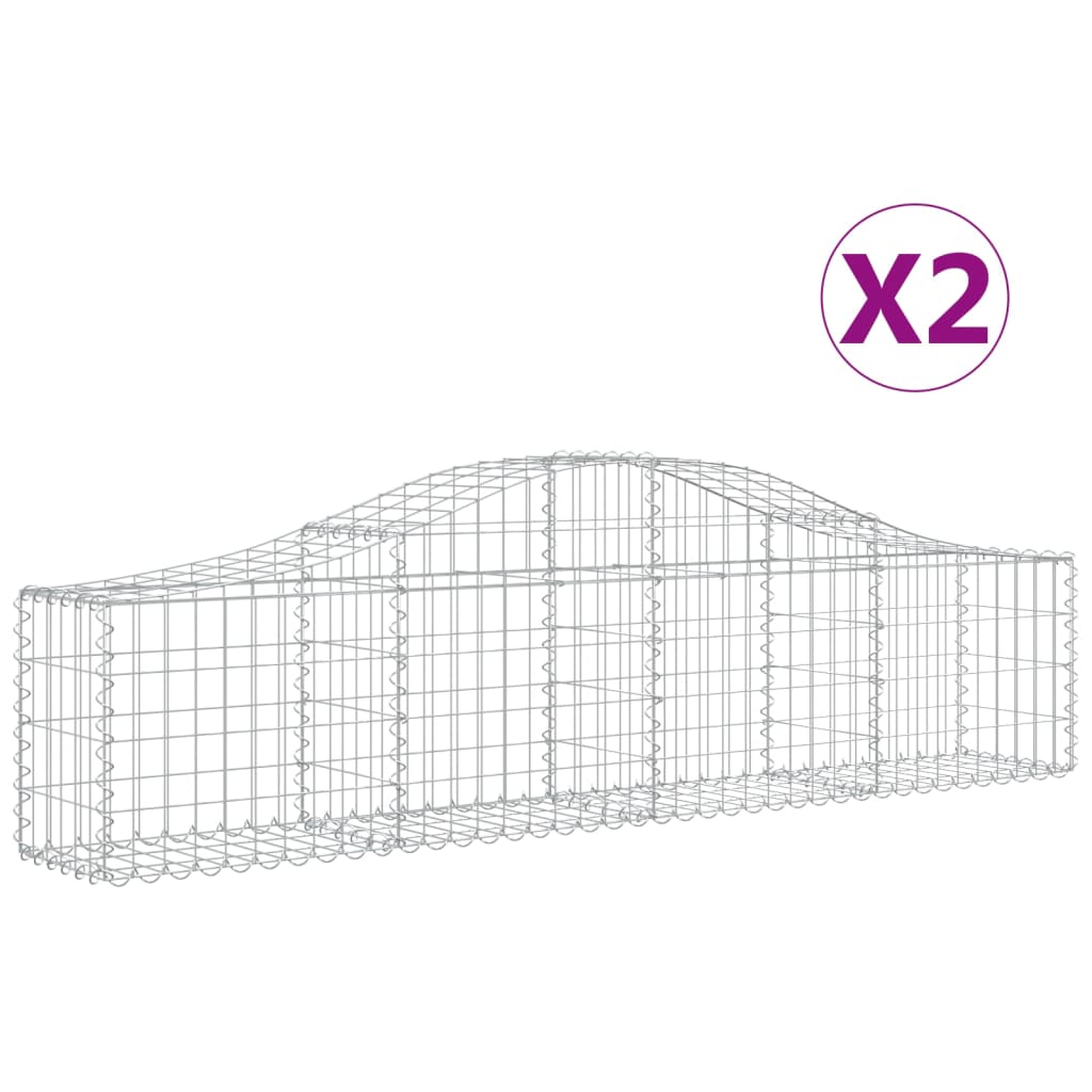 Schanskorven 2 St Gewelfd 200X30X40/60 Cm Gegalvaniseerd Ijzer 200 x 30 x 40/60 cm