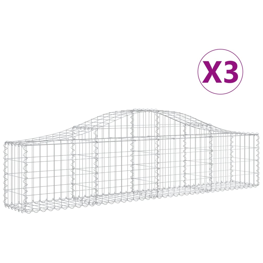 Schanskorven 3 St Gewelfd 200X30X40/60 Cm Gegalvaniseerd Ijzer 200 x 30 x 40/60 cm