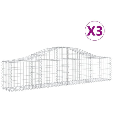 Schanskorven 3 St Gewelfd 200X30X40/60 Cm Gegalvaniseerd Ijzer 200 x 30 x 40/60 cm