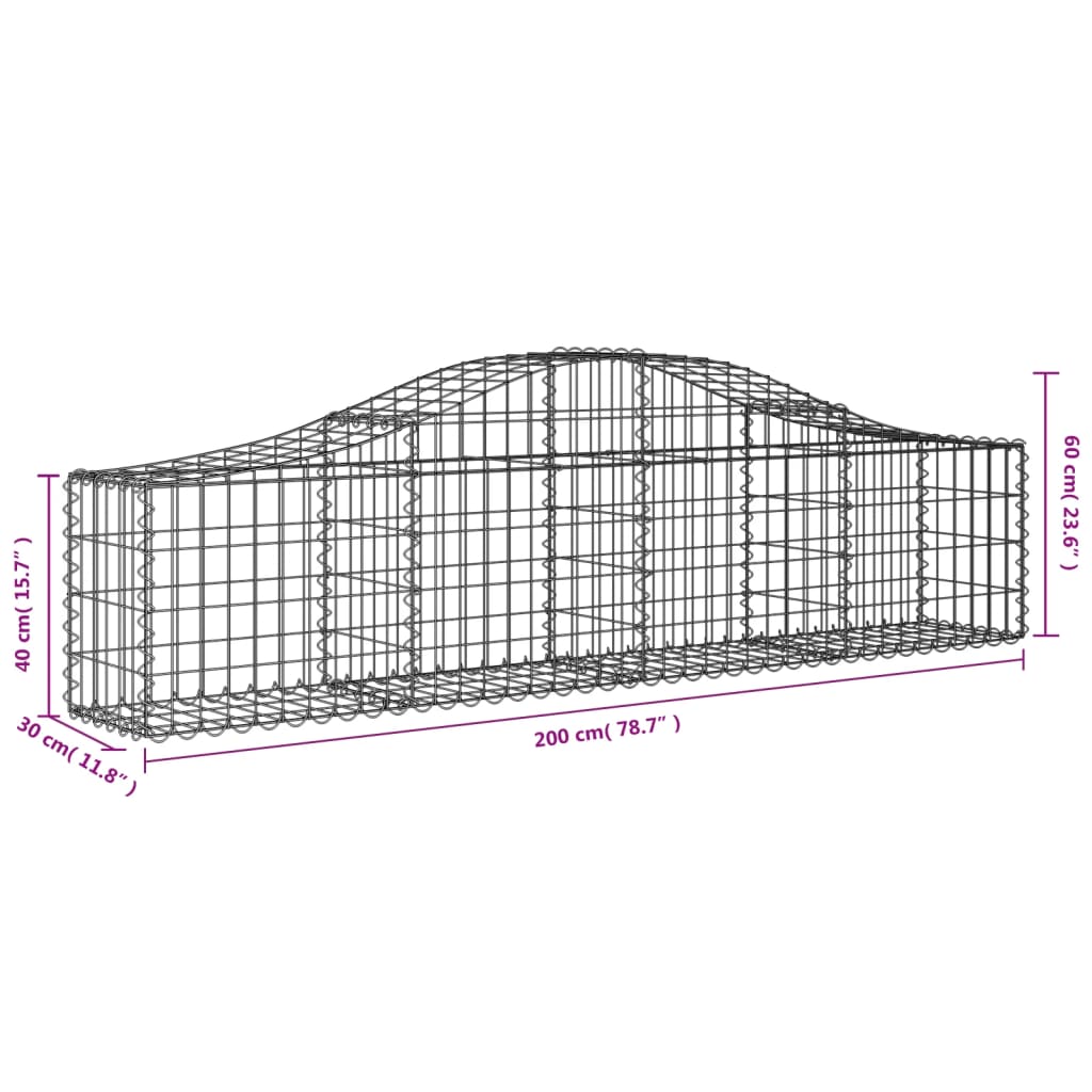 Schanskorven 3 St Gewelfd 200X30X40/60 Cm Gegalvaniseerd Ijzer 200 x 30 x 40/60 cm