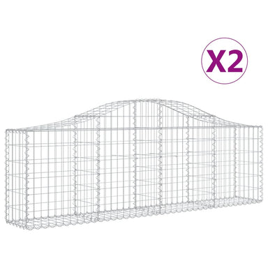 Schanskorven 2 St Gewelfd 200X30X60/80 Cm Gegalvaniseerd Ijzer 200 x 30 x 60/80 cm