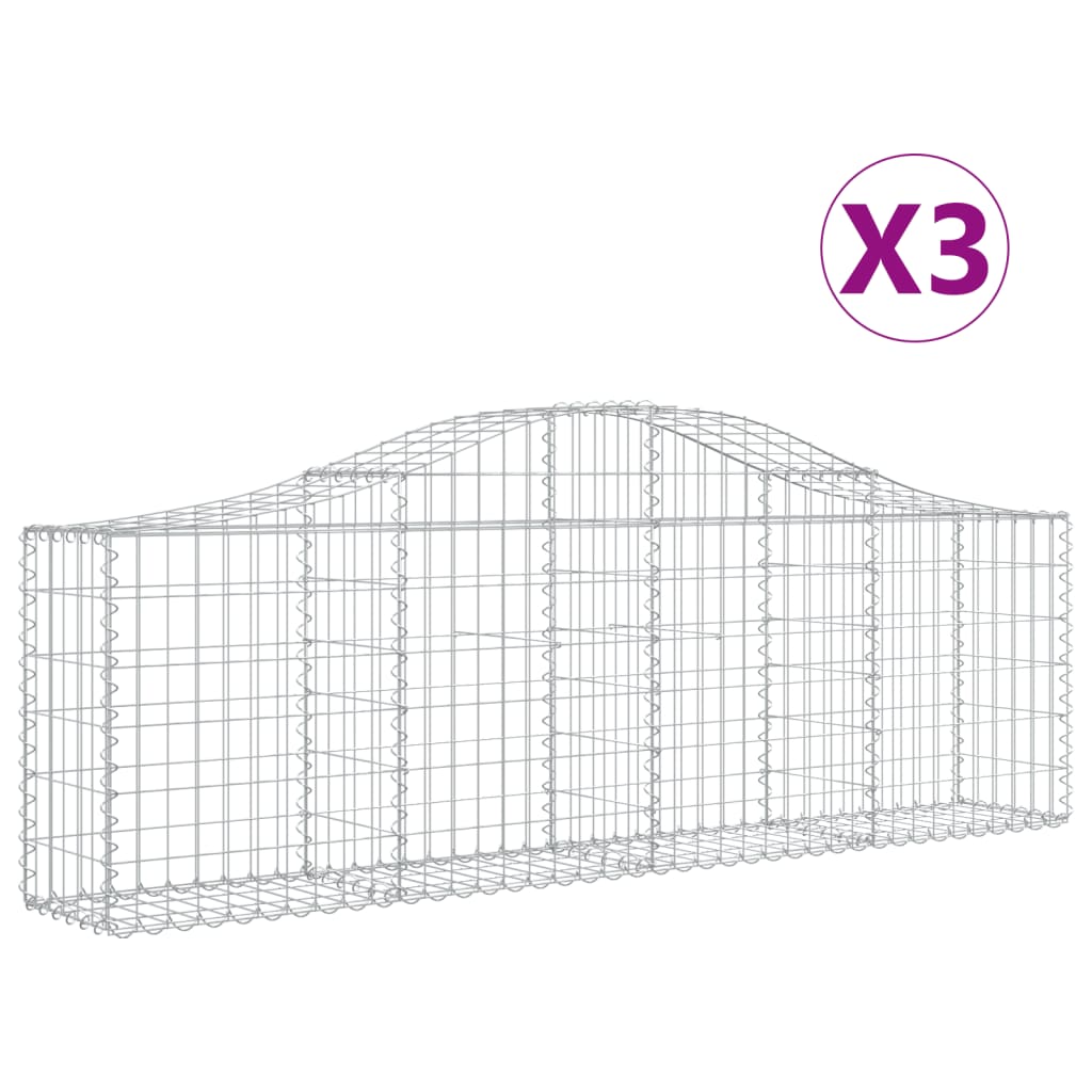 Schanskorven 3 St Gewelfd 200X30X60/80 Cm Gegalvaniseerd Ijzer 200 x 30 x 60/80 cm