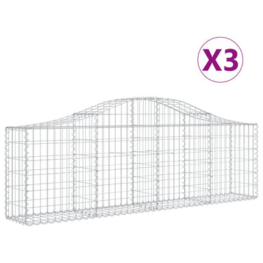 Schanskorven 3 St Gewelfd 200X30X60/80 Cm Gegalvaniseerd Ijzer 200 x 30 x 60/80 cm