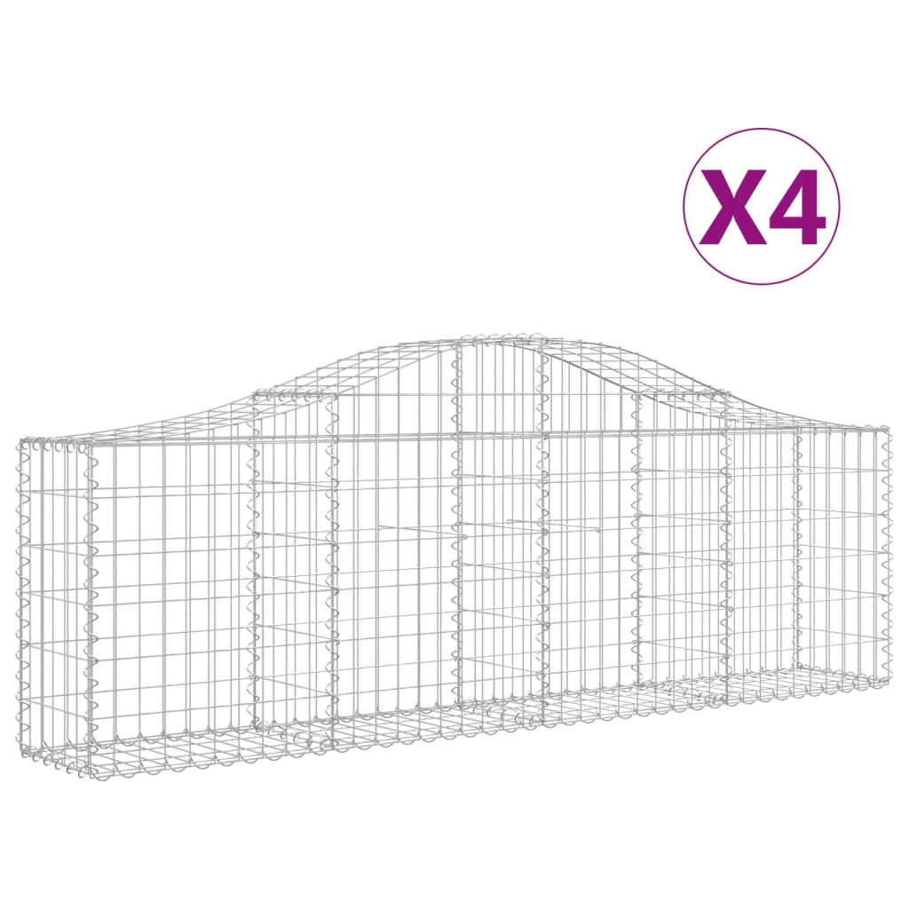 Schanskorven 4 St Gewelfd 200X30X60/80 Cm Gegalvaniseerd Ijzer 200 x 30 x 60/80 cm