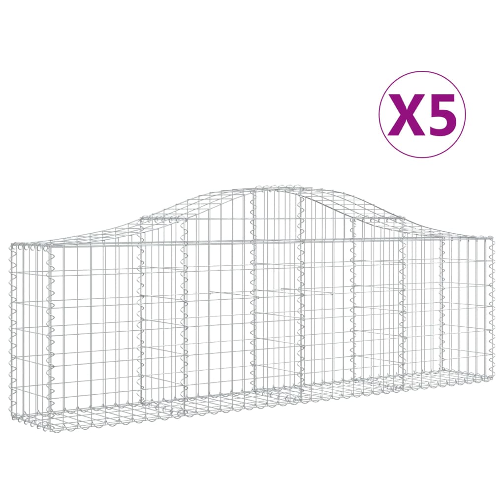 Schanskorven 5 St Gewelfd 200X30X60/80 Cm Gegalvaniseerd Ijzer 200 x 30 x 60/80 cm