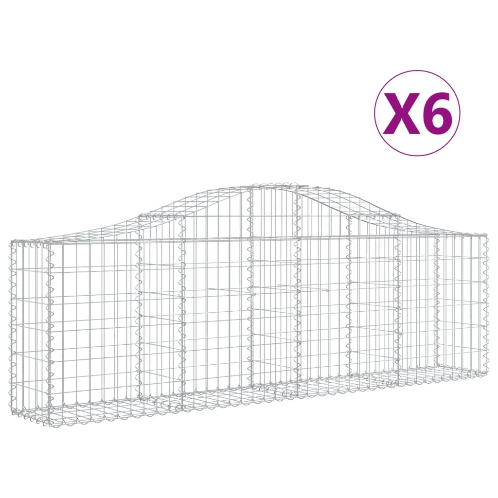 Schanskorven 6 St Gewelfd 200X30X60/80 Cm Gegalvaniseerd Ijzer 200 x 30 x 60/80 cm