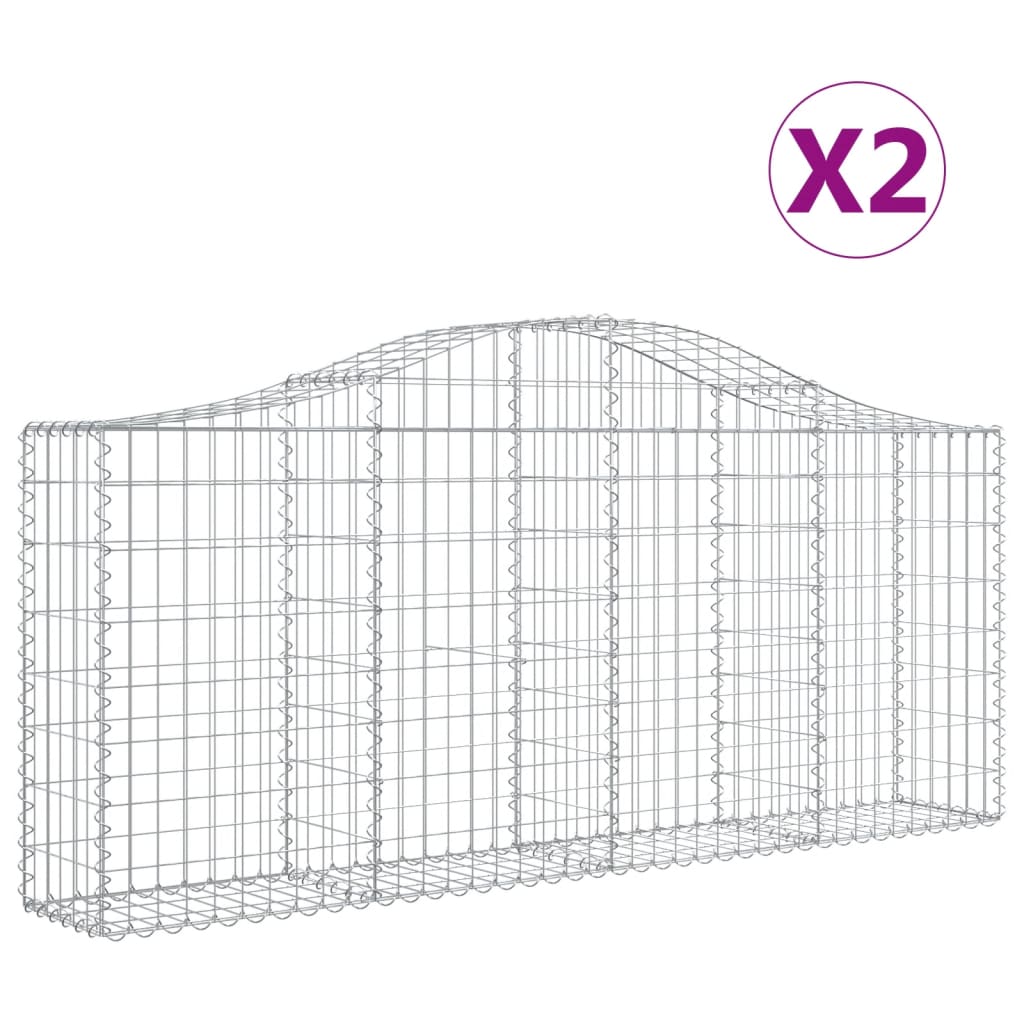 Schanskorven 2 St Gewelfd 200X30X80/100 Cm Gegalvaniseerd Ijzer 200 x 30 x 80/100 cm
