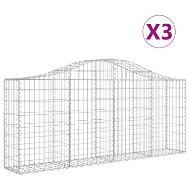 Schanskorven 3 St Gewelfd 200X30X80/100 Cm Gegalvaniseerd Ijzer 200 x 30 x 80/100 cm