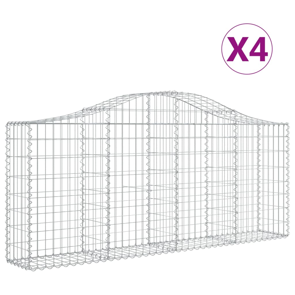 Schanskorven 4 St Gewelfd 200X30X80/100 Cm Gegalvaniseerd Ijzer 200 x 30 x 80/100 cm