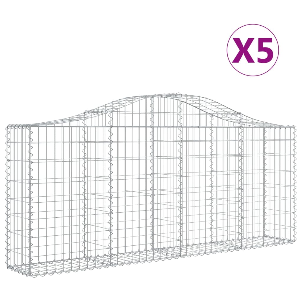 Schanskorven 5 St Gewelfd 200X30X80/100 Cm Gegalvaniseerd Ijzer 200 x 30 x 80/100 cm