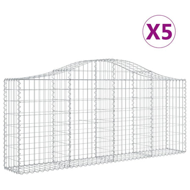 Schanskorven 5 St Gewelfd 200X30X80/100 Cm Gegalvaniseerd Ijzer 200 x 30 x 80/100 cm